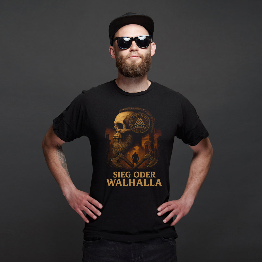 Sieg oder Walhalla T-Shirt | Wikinger Odin Ragnar Valhalla | M10