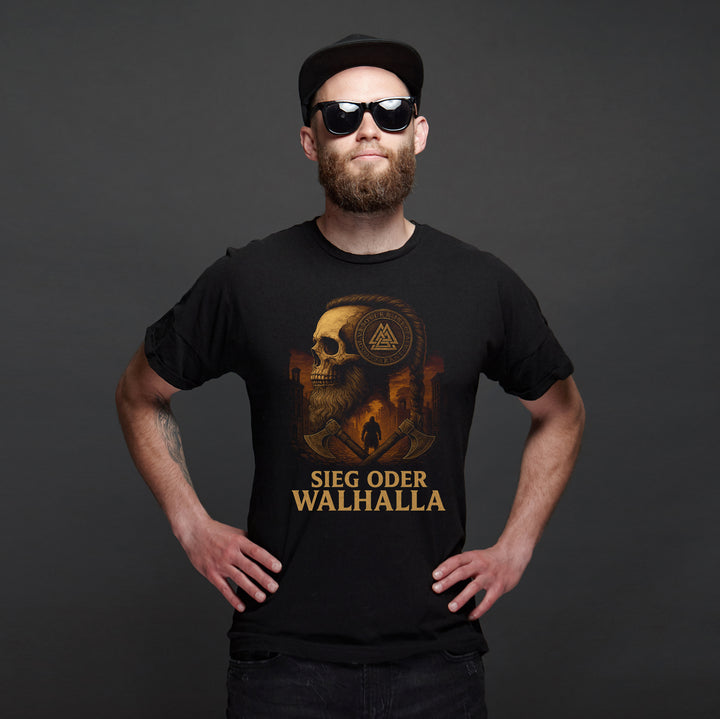 Sieg oder Walhalla T-Shirt | Wikinger Odin Ragnar Valhalla | M10