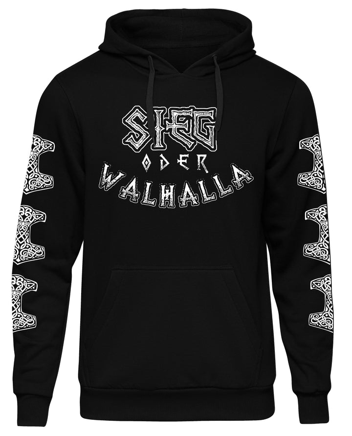 Sieg oder Walhalla Kapuzenpullover | Odin Wikinger Valhalla | M5 Ärmeldruck