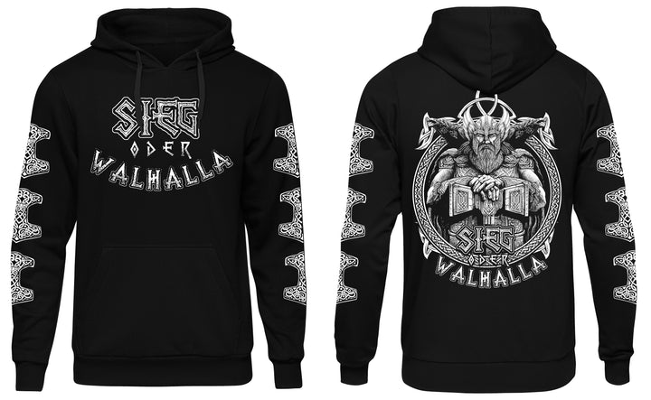 Sieg oder Walhalla Kapuzenpullover | Odin Wikinger Valhalla | M5 Ärmeldruck