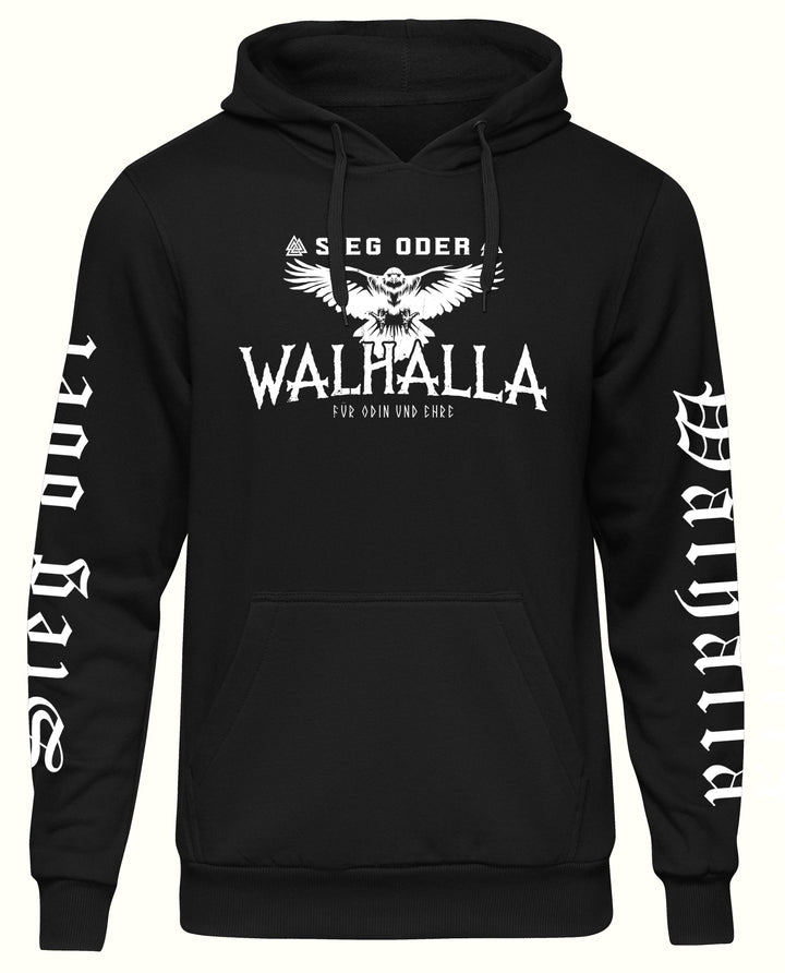 Sieg oder Walhalla Kapuzenpullover | Odin Wikinger Valhalla | M6 Ärmeldruck