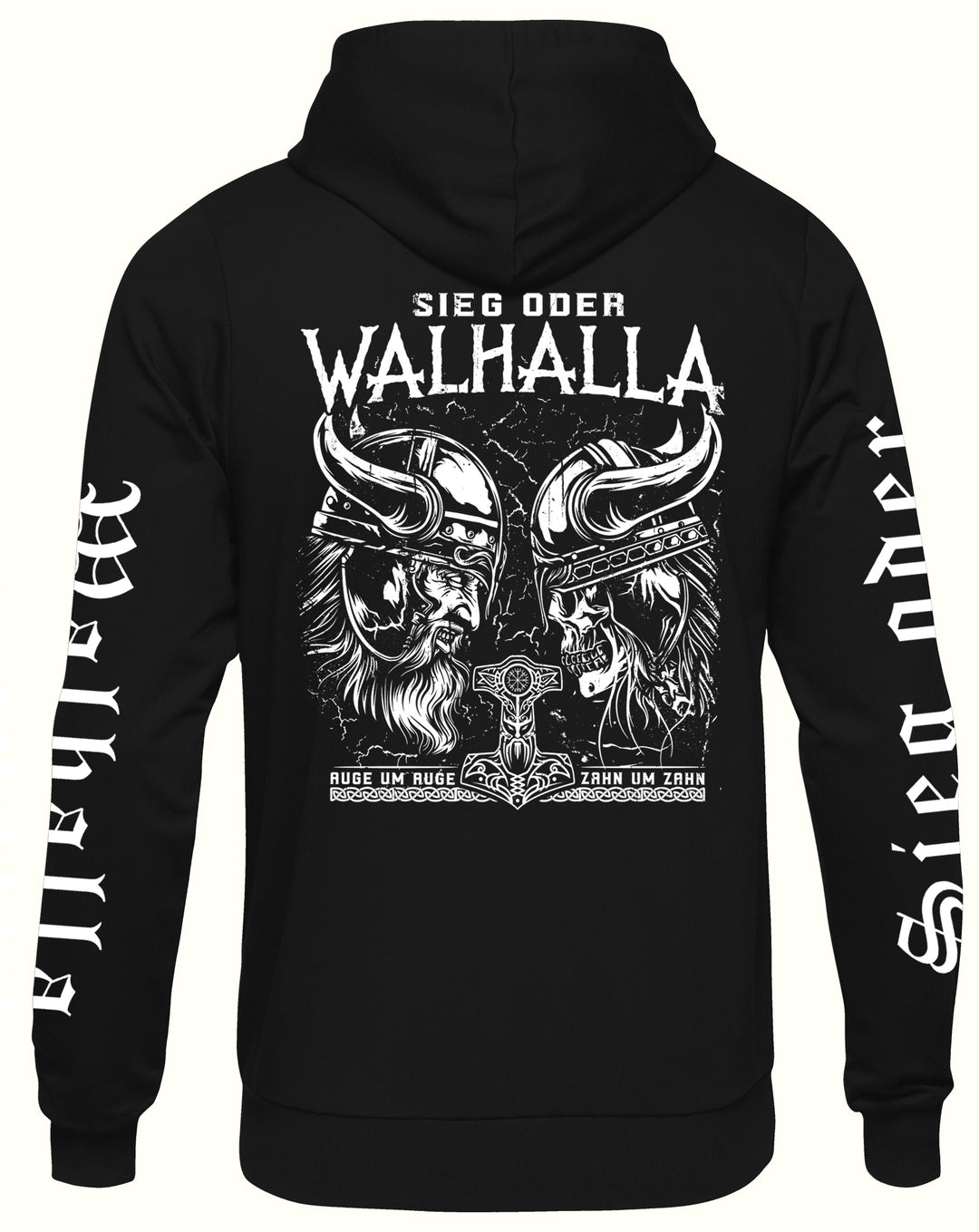 Sieg oder Walhalla Kapuzenpullover | Odin Wikinger Valhalla | M6 Ärmeldruck