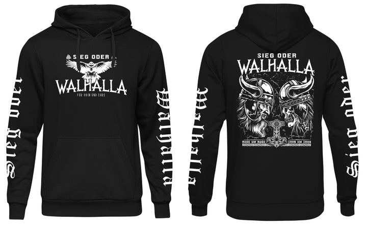 Sieg oder Walhalla Kapuzenpullover | Odin Wikinger Valhalla | M6 Ärmeldruck