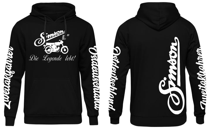 Simson Ostdeutschland Kapuzenpullover | Zweitakter Trabbi S51 Trabant | Ärmeldruck