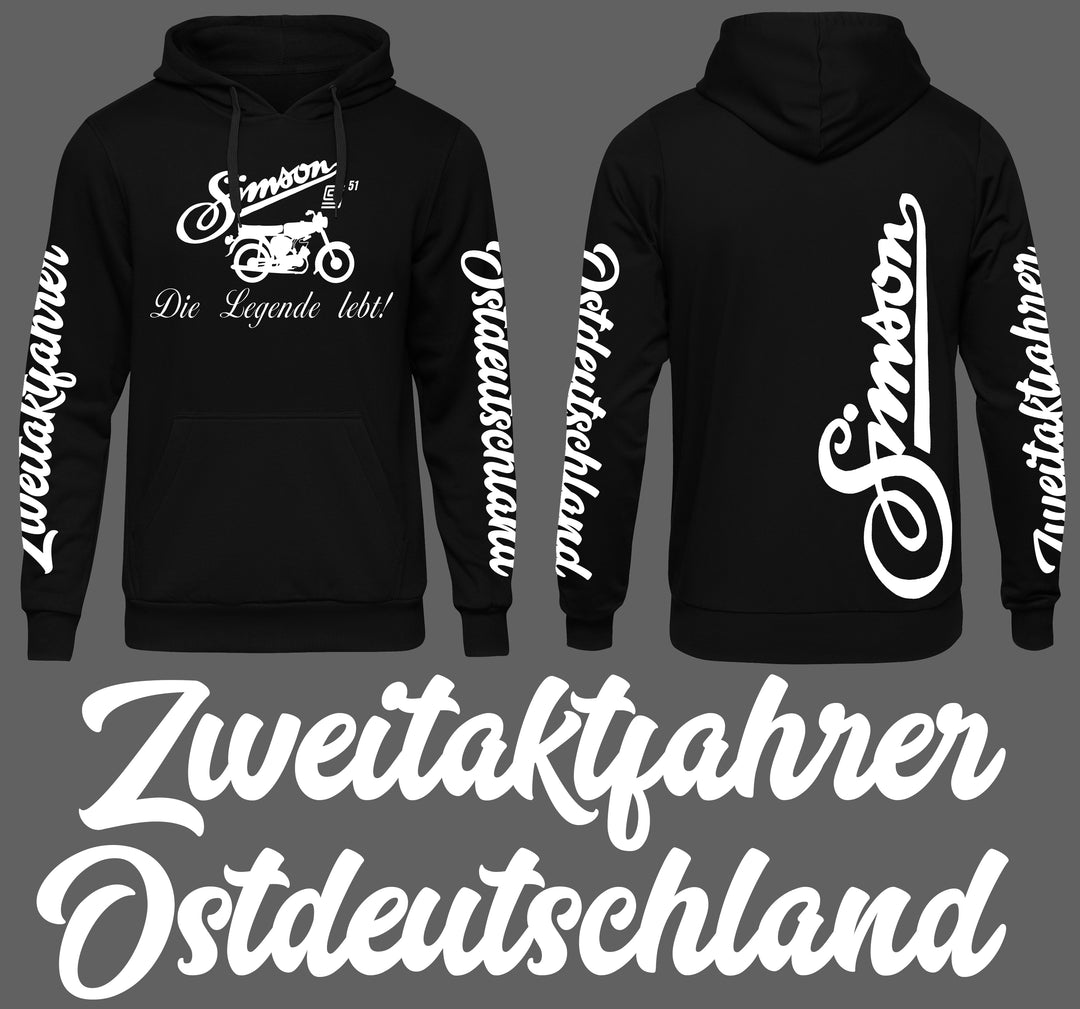 Simson Ostdeutschland Kapuzenpullover | Zweitakter Trabbi S51 Trabant | Ärmeldruck