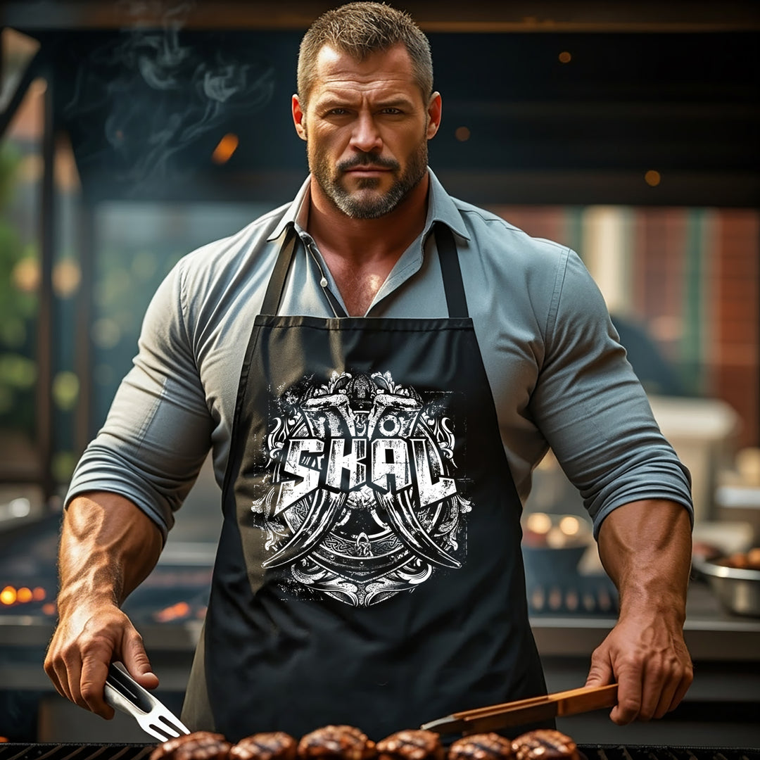 Grillschürze – „Skal“ – BBQ Schürze mit Spruch für Männer