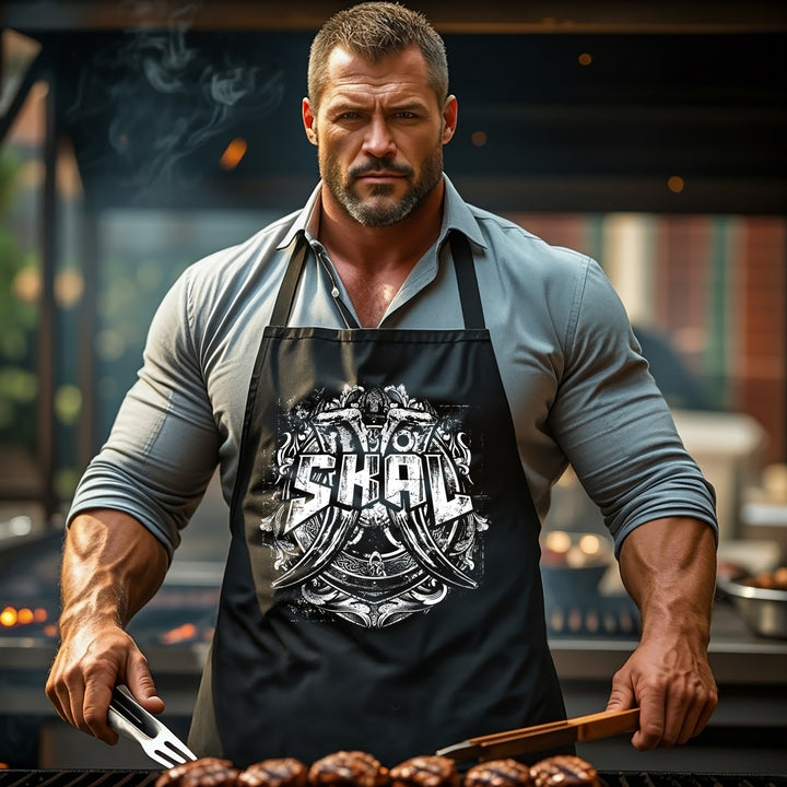 Grillschürze – „Skal“ – BBQ Schürze mit Spruch für Männer