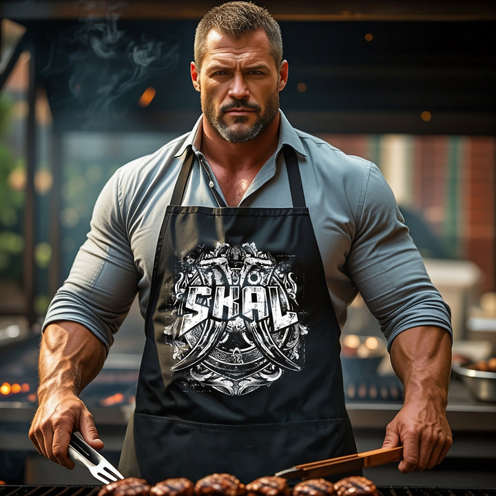 Grillschürze – „Skal“ – BBQ Schürze mit Spruch für Männer