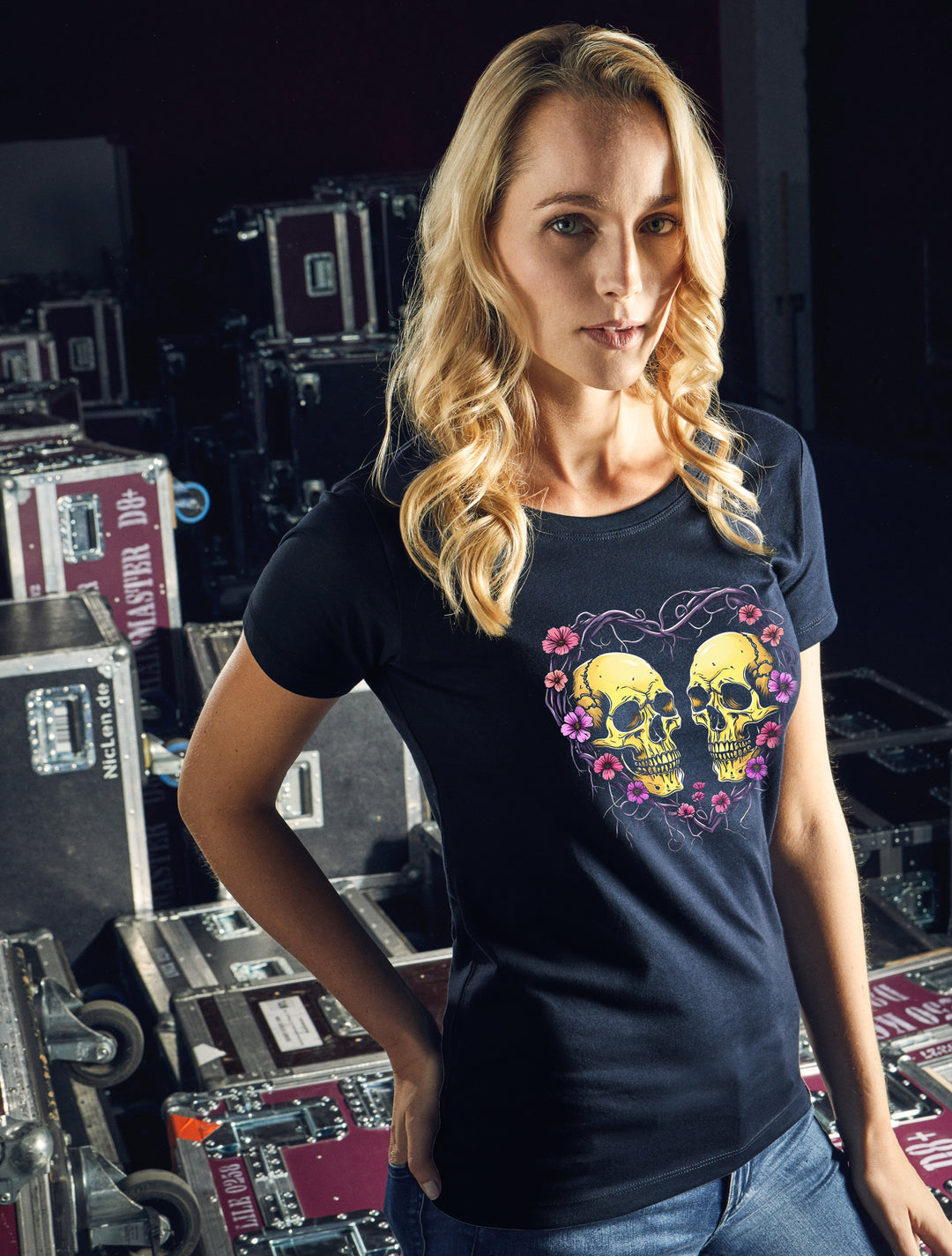 Skull Heart Damen T-Shirt | Gothic Tattoo Herz | M2