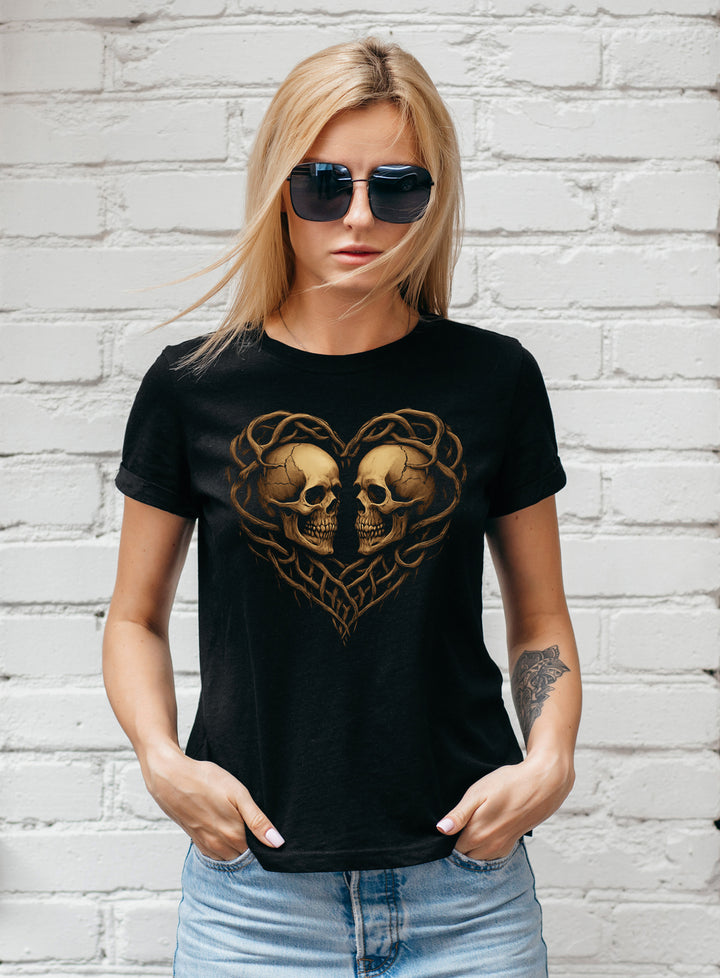 Skull Heart Damen T-Shirt | Gothic Tattoo Herz | M4