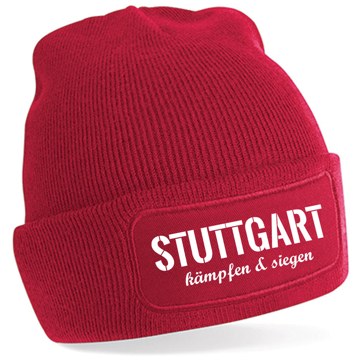 Stuttgart Kämpfen & Siegen Mütze | Fußball Wintermütze | Patch Beanie M3