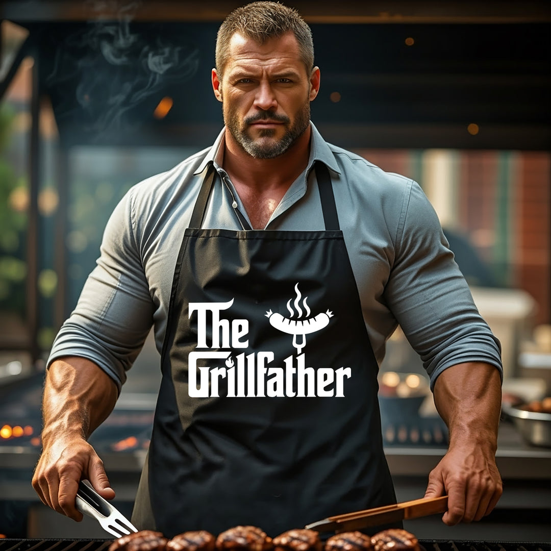 Grillschürze – „The Grillfather“ – BBQ Schürze mit Spruch für Männer