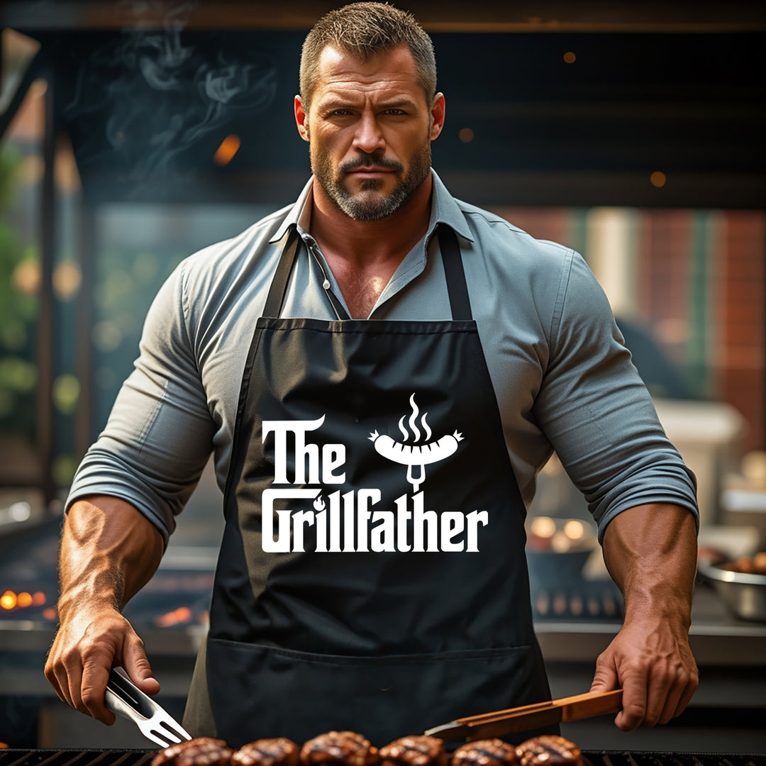 Grillschürze – „The Grillfather“ – BBQ Schürze mit Spruch für Männer