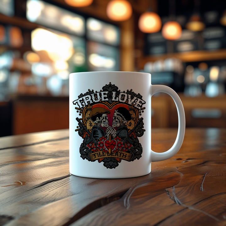 True Love Tasse | Kaffeetasse Gothic Tattoo Kaffeebecher Bonnie Clyde Geschenk Rockabilly