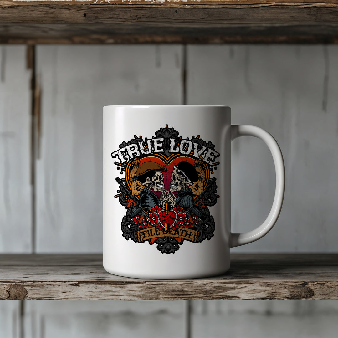 True Love Tasse | Kaffeetasse Gothic Tattoo Kaffeebecher Bonnie Clyde Geschenk Rockabilly