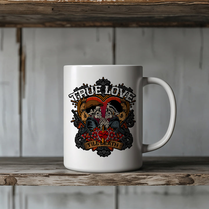 True Love Tasse | Kaffeetasse Gothic Tattoo Kaffeebecher Bonnie Clyde Geschenk Rockabilly