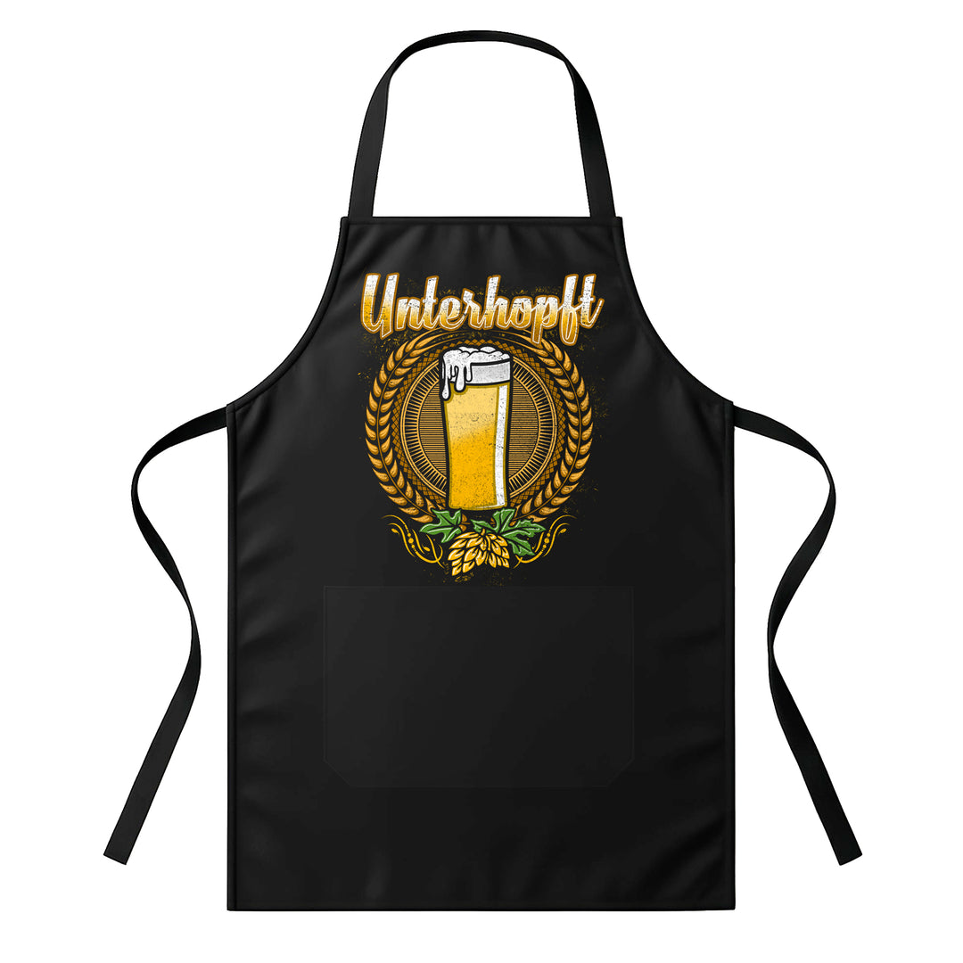 Grillschürze – „Unterhopft“ – BBQ Schürze mit Spruch für Männer