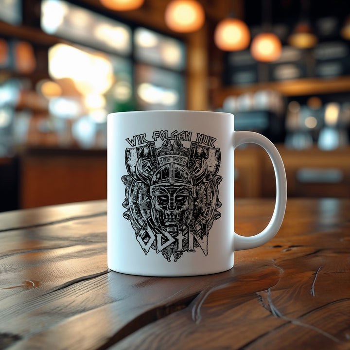 Wir folgen nur Odin Tasse | Wikinger Kaffeebecher Viking Drachenboot Kaffeetasse Germanen Nordmänner | M1