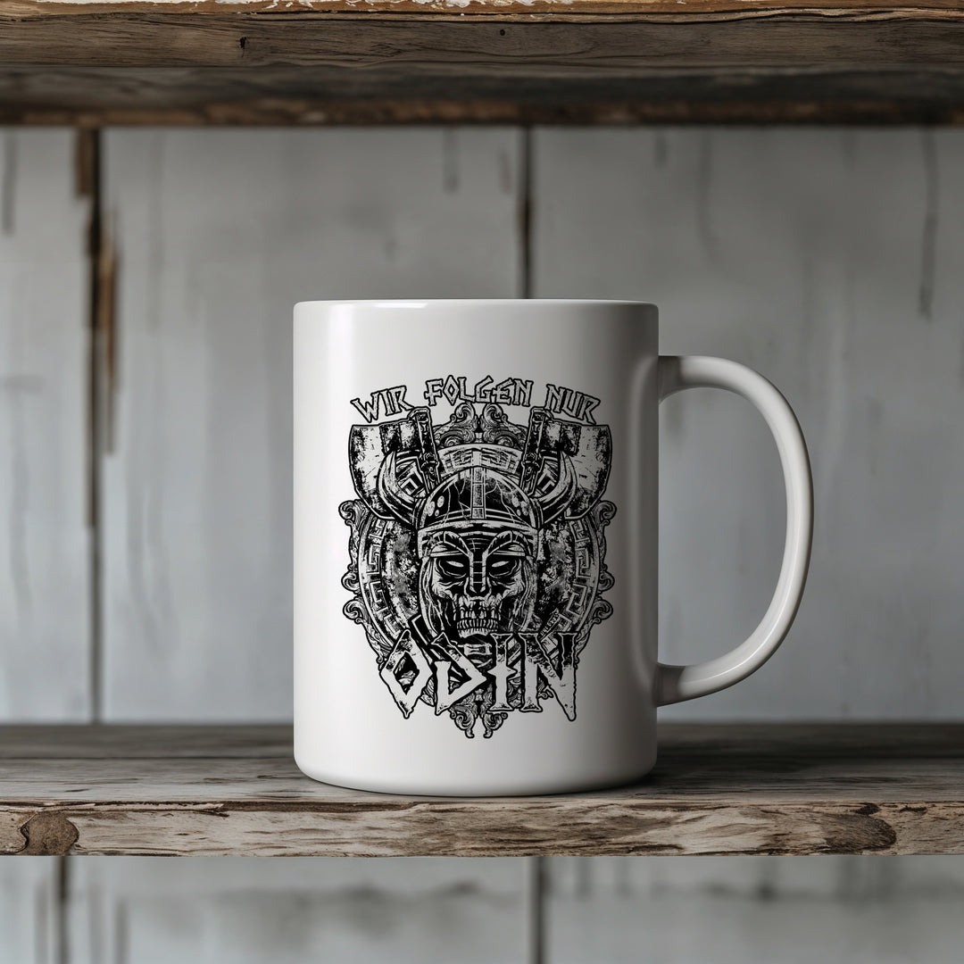 Wir folgen nur Odin Tasse | Wikinger Kaffeebecher Viking Drachenboot Kaffeetasse Germanen Nordmänner | M1