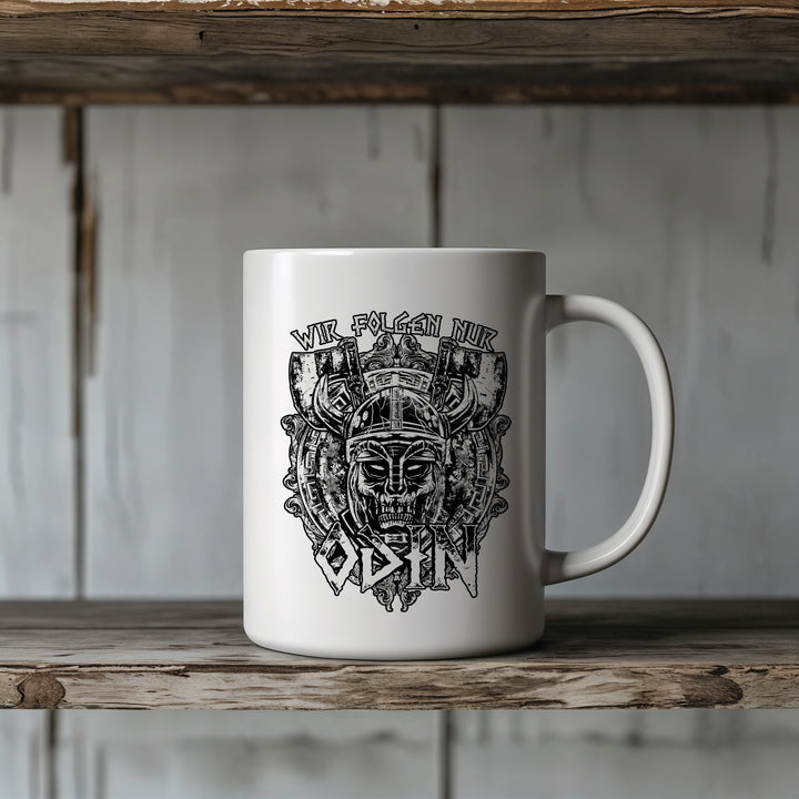 Wir folgen nur Odin Tasse | Wikinger Kaffeebecher Viking Drachenboot Kaffeetasse Germanen Nordmänner | M1