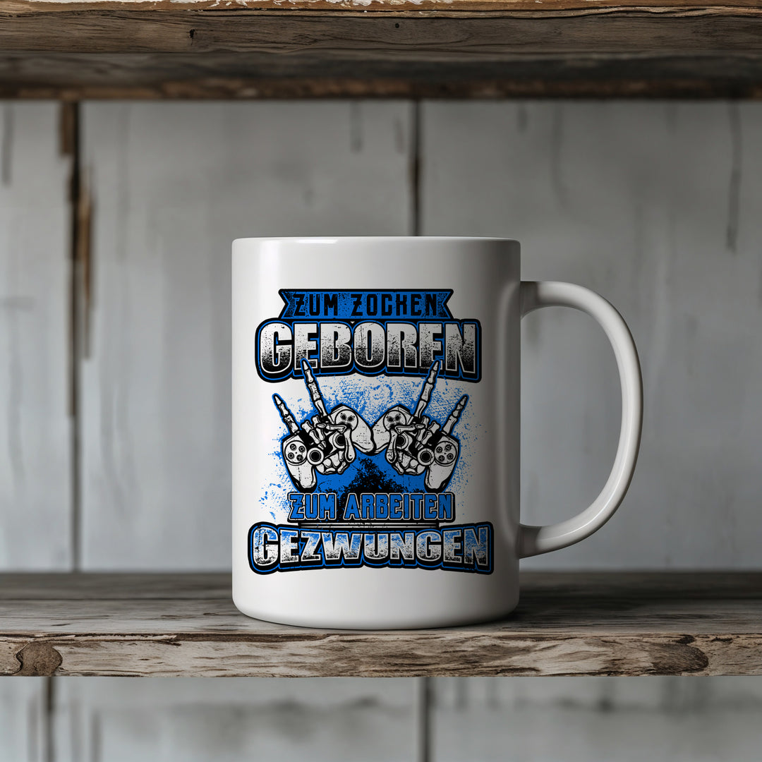 Zum Zocken geboren Tasse | Gamer Kaffeetasse Zocker Kaffeebecher Gaming Geschenk